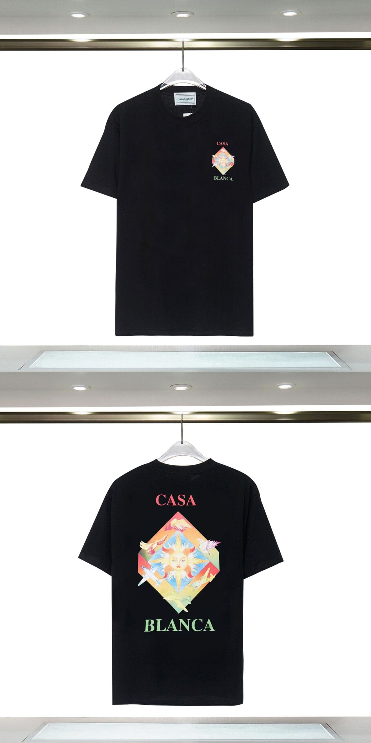 Casablanca Double Yarn Cotton Letter Print T-Shirt Trendy Style