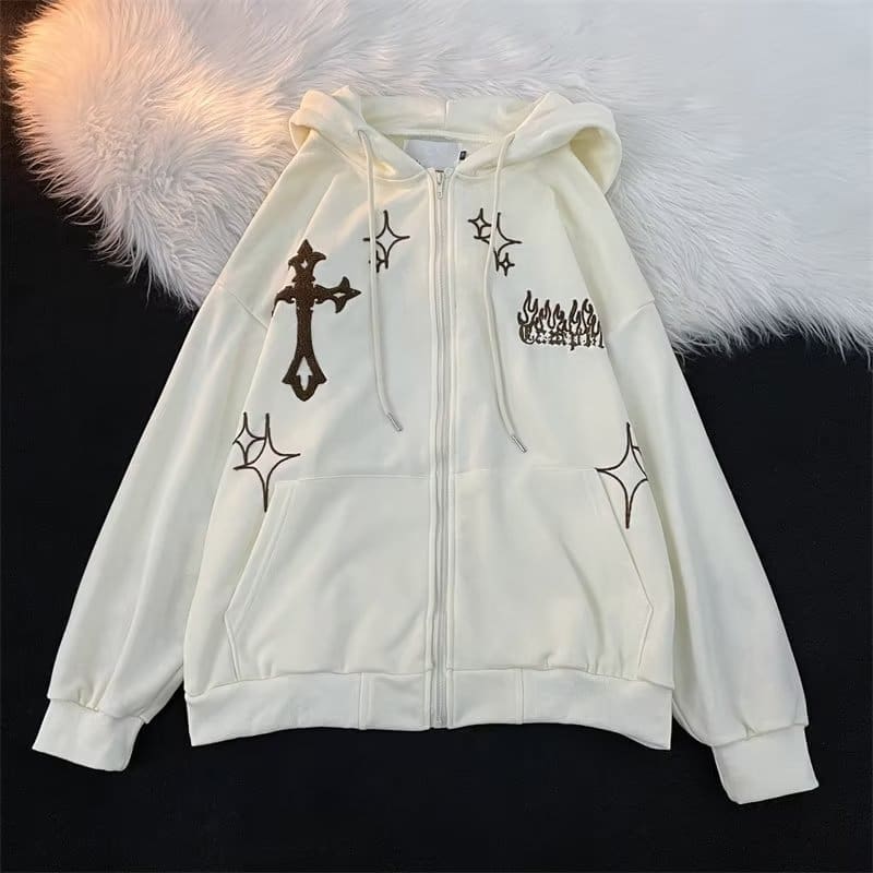 Retro Street Oversized Letter Print Hoodie Men’s Fashion Jacket