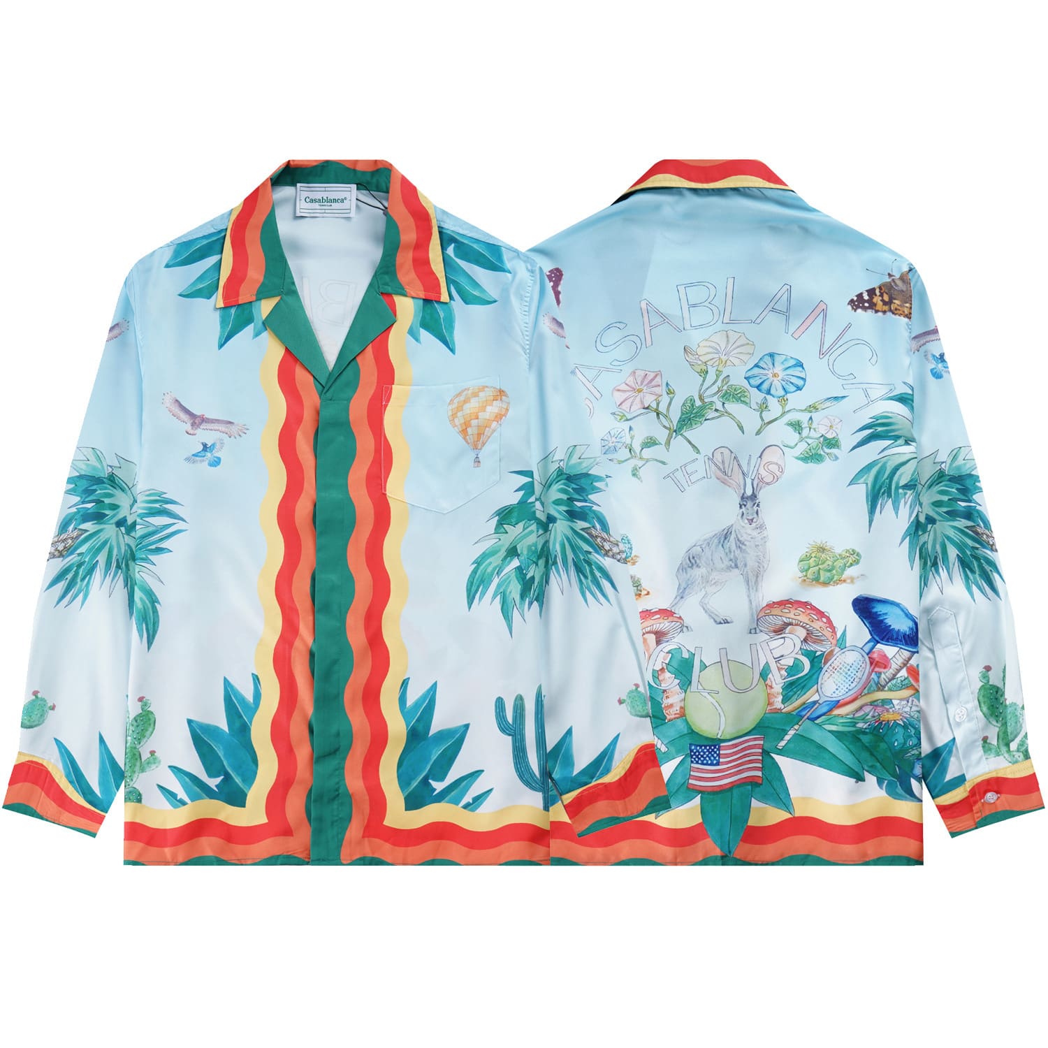 Casablanca Long Sleeve Printed Beach Shirt for Men A