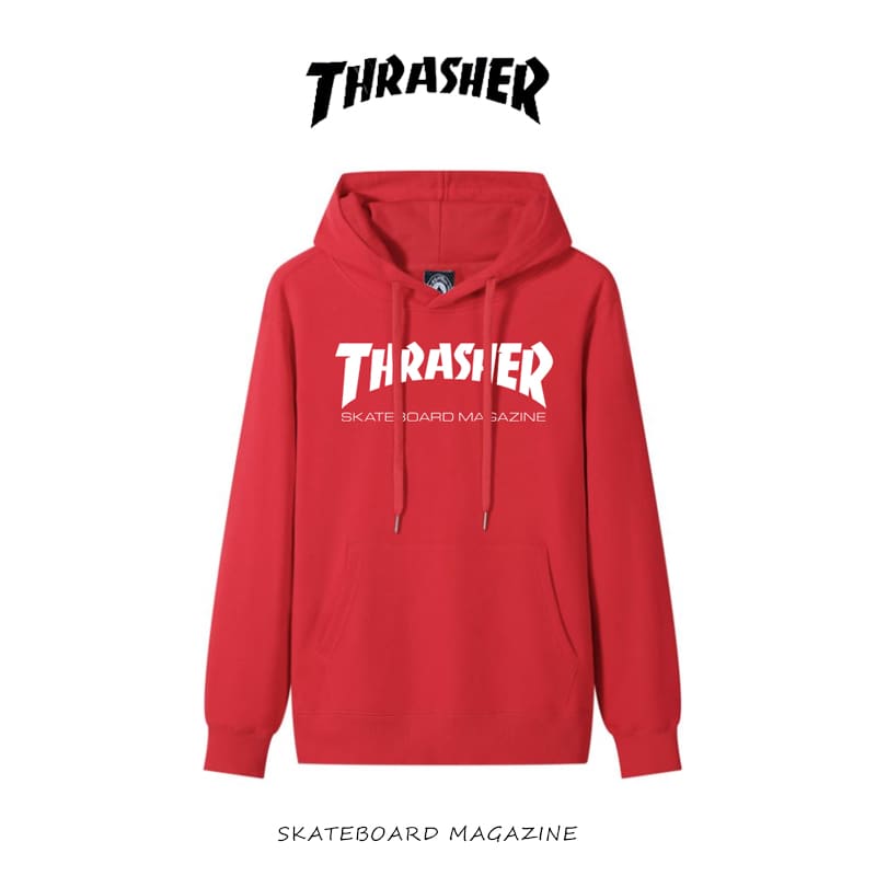 thrasher flame letter hooded sweater loose casual pure cotton coat