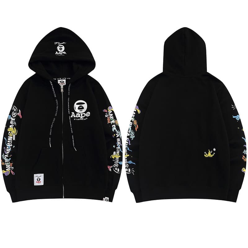 AAPE Cartoon Printed Round Neck Sweater for Men and Women