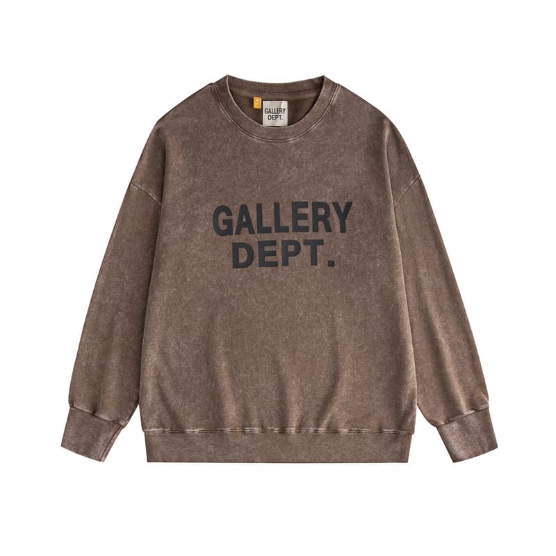 Gallery Dept Letter Logo Washed Terry Round Neck Sweater for Men and Women