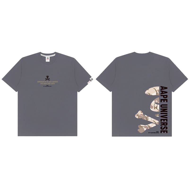 AAPE Ape Head Badge Printed Short Sleeve T-Shirt for Men and Women