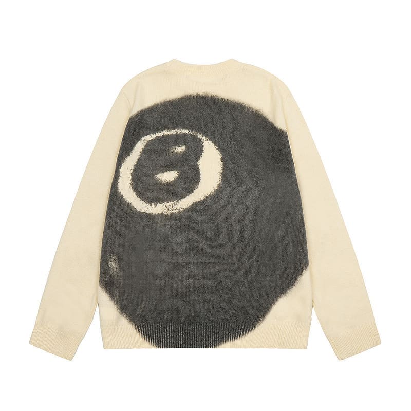 Stussy Personal Leisure Black Loose Pullover Sweater for Men and Women