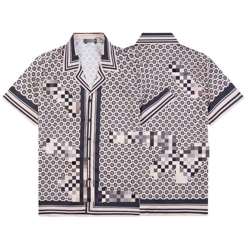 Casablanca Printed Beach Short Sleeve Shirt for Men Spring and Summer