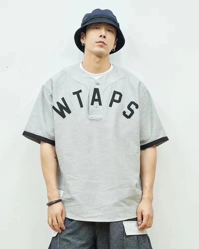 Richao Western Hills 24SS WTAPS LEAGUE COTTON letter affixed cloth embroidered T-shirt men’s short sleeve baseball shirt