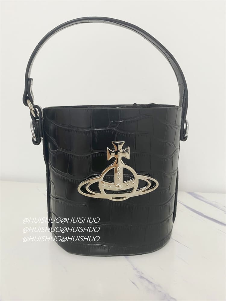 Vivienne Westwood Crocodile Pattern Baguette Shoulder Bag Saturn Chain Design