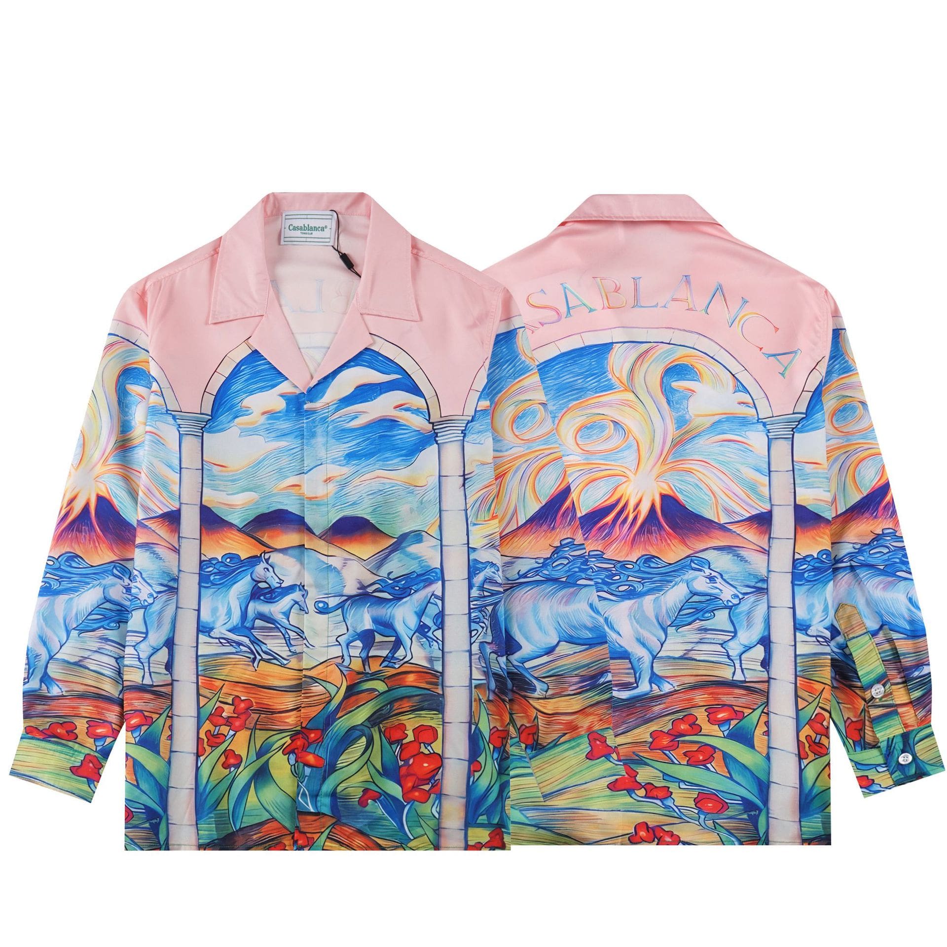 Casablanca Long Sleeve Printed Beach Shirt for Men A