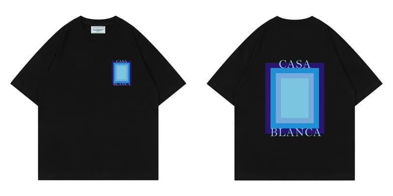 Casablanca Retro Hip Hop Stamp Print T-Shirt for Men and Women