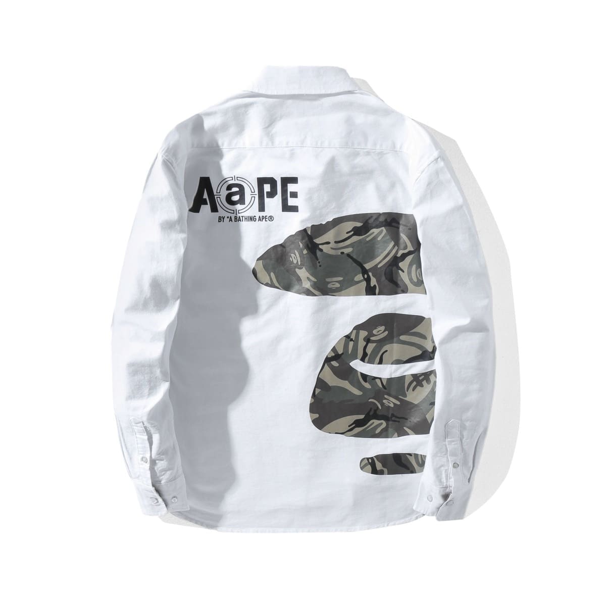 AAPE Ape Head Camouflage Letter Print Long Sleeve Shirt for Men and Women