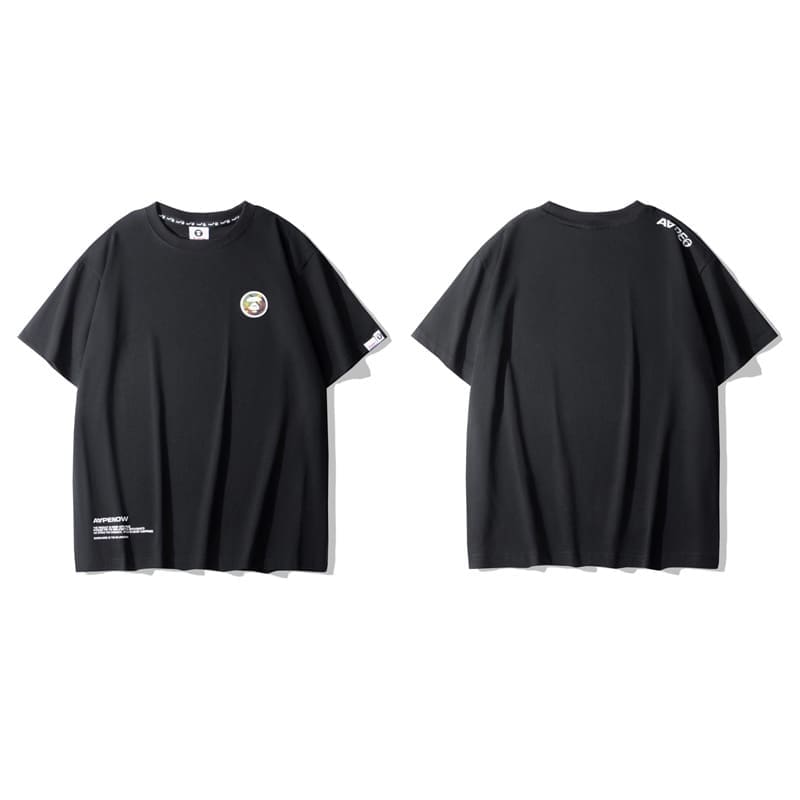 AAPE Ape Head Badge Short Sleeve Casual T-Shirt for Men and Women