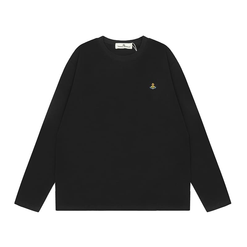 Vivienne Westwood Splash-Ink Embroidered Long Sleeve T-Shirt for Men and Women