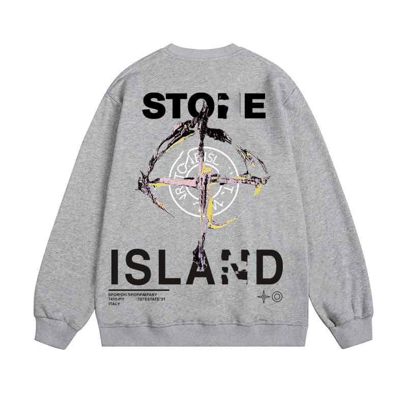 Stone Island Terry Sweater Casual Round Neck Logo Design