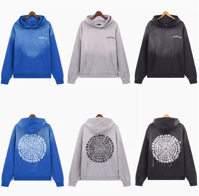 pu*re b*and logo printed washed casual hooded sweater for men and women