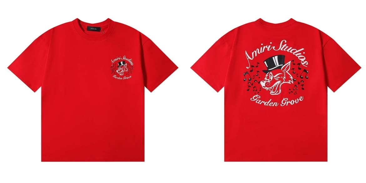 Amiri Fashion Solid Color High Street T-Shirt Retro Loose Fit A