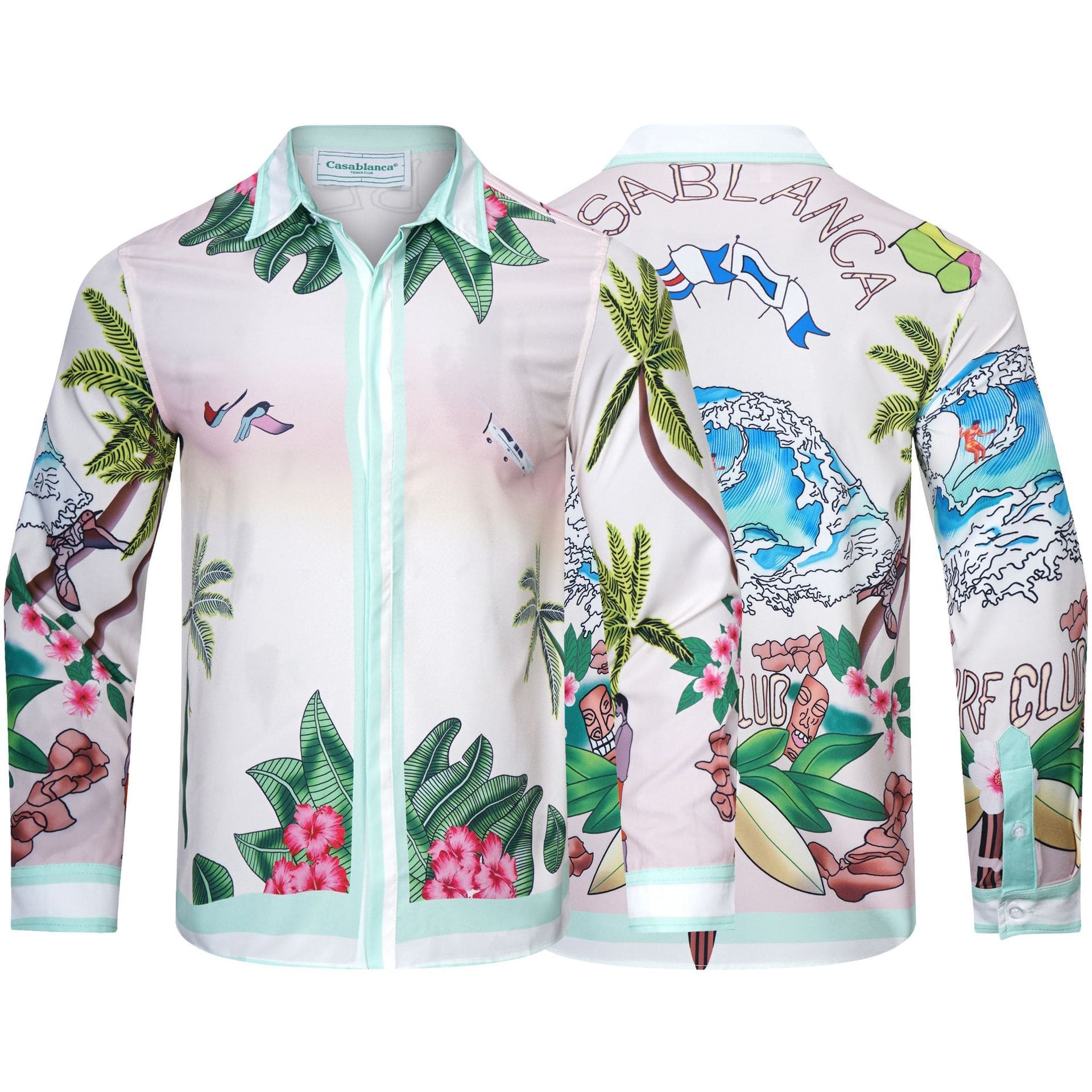 Casablanca Digital Spray Print Long Sleeve Fashion Shirt for Men