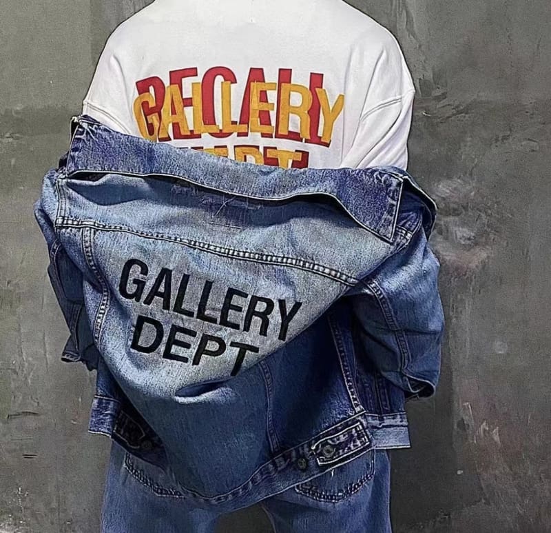 Gallery Dept Letter Embroidery Distressed Denim Jacket for Men