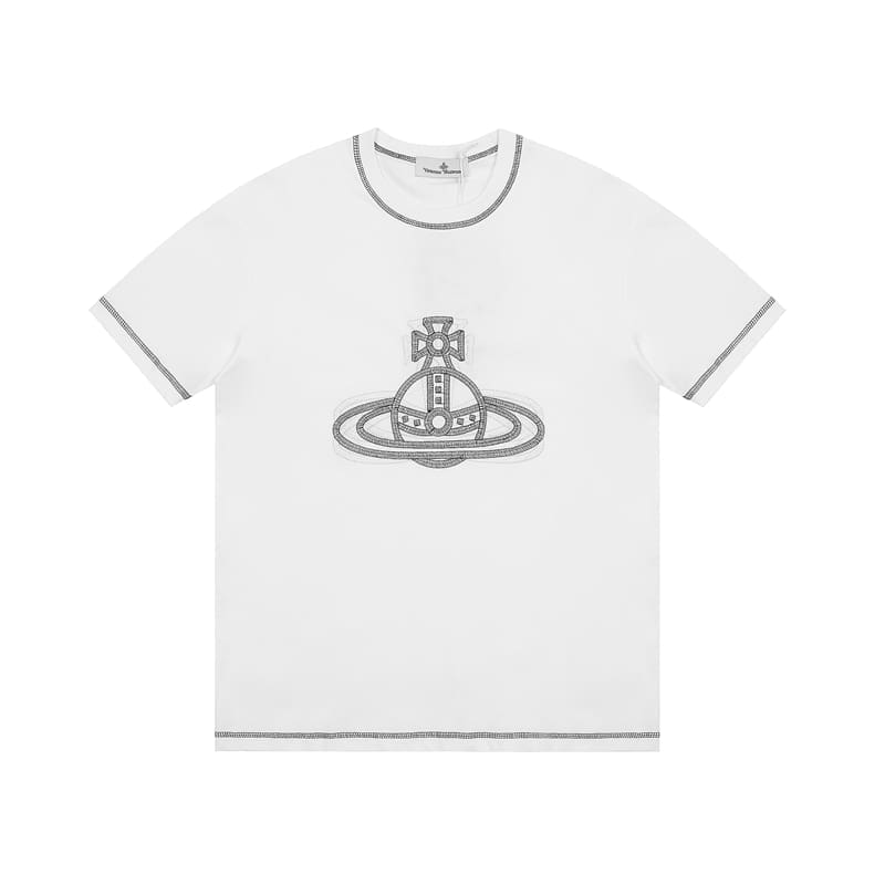 u1u1enne westwood couple print embroidered loose cotton t-shirt for men and women