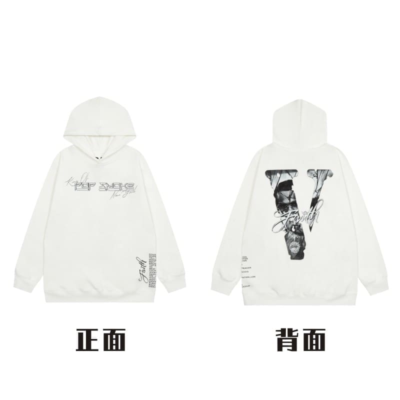 VLONE Large V Hooded Sweater Retro Pullover for Men and Women