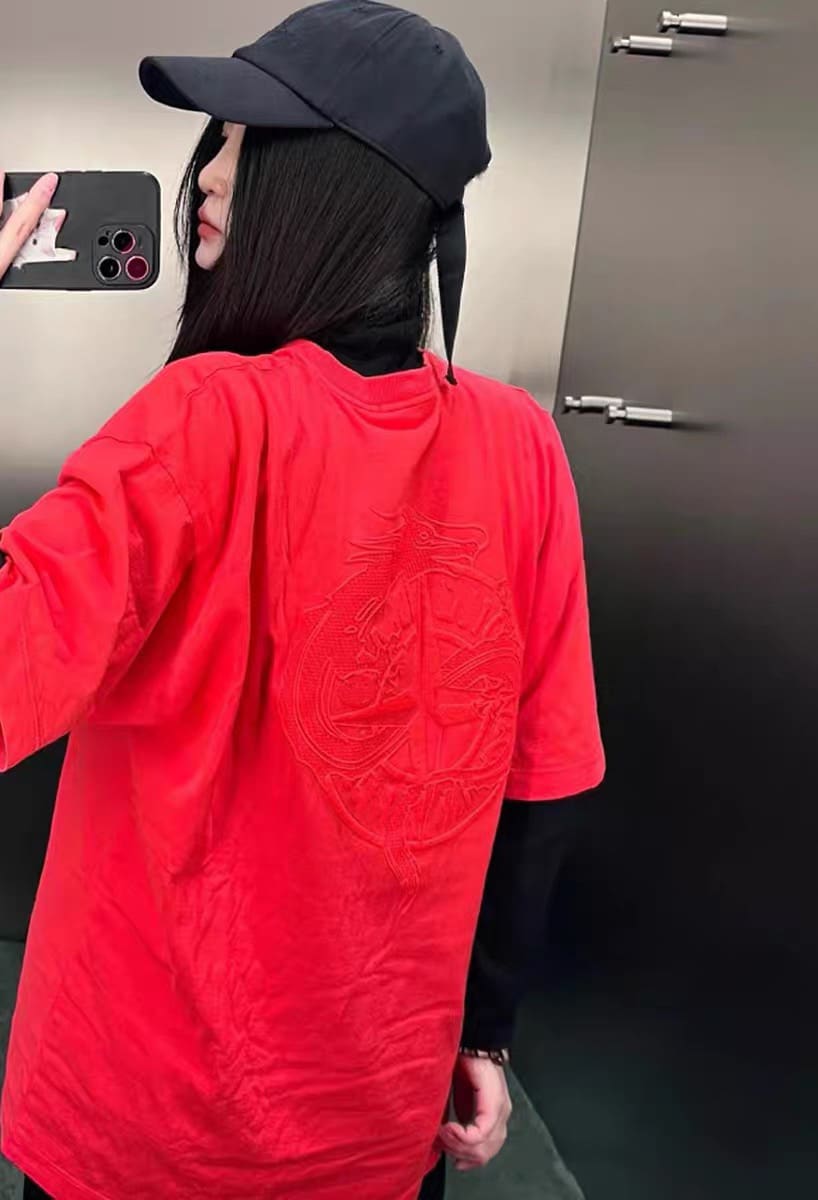 Stone Island Dragon Year Limited Embroidery T-Shirt Round Neck for Men and Women