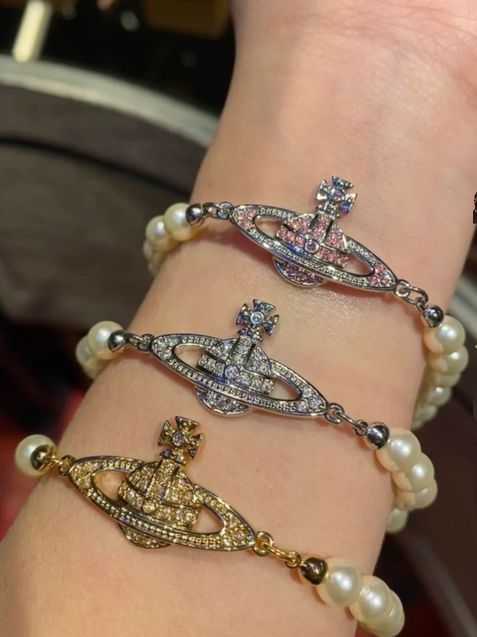 Vivienne Westwood 6-Layer Pearl Saturn Bracelet