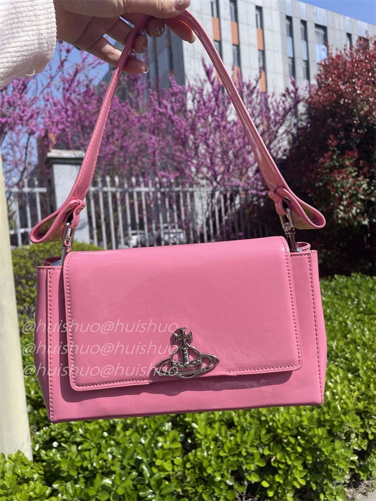 Vivienne Westwood Crocodile Pattern Baguette Shoulder Bag Saturn Chain Design