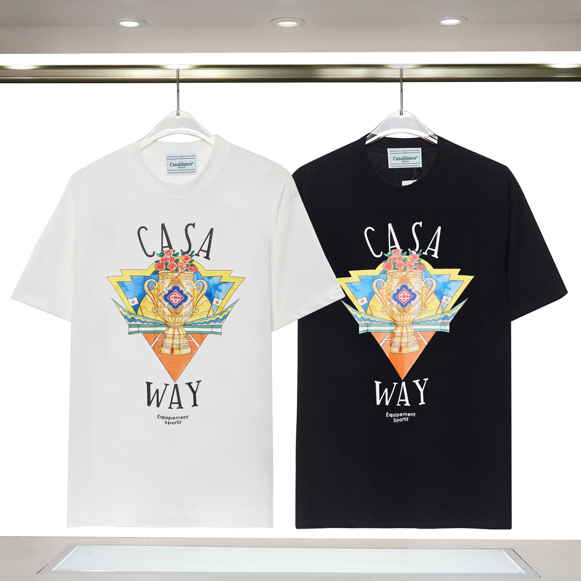 Casablanca Double Yarn Cotton Letter Print T-Shirt Trendy Style