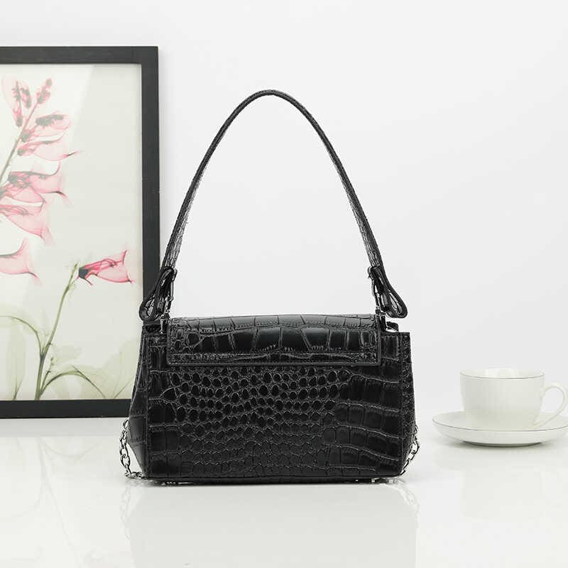 Vivienne Westwood Crocodile Pattern Small Square Bag Saturn Chain Shoulder Bag