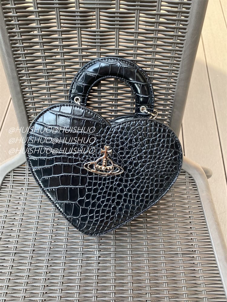 Vivienne Westwood Crocodile Pattern Baguette Shoulder Bag Saturn Chain Design