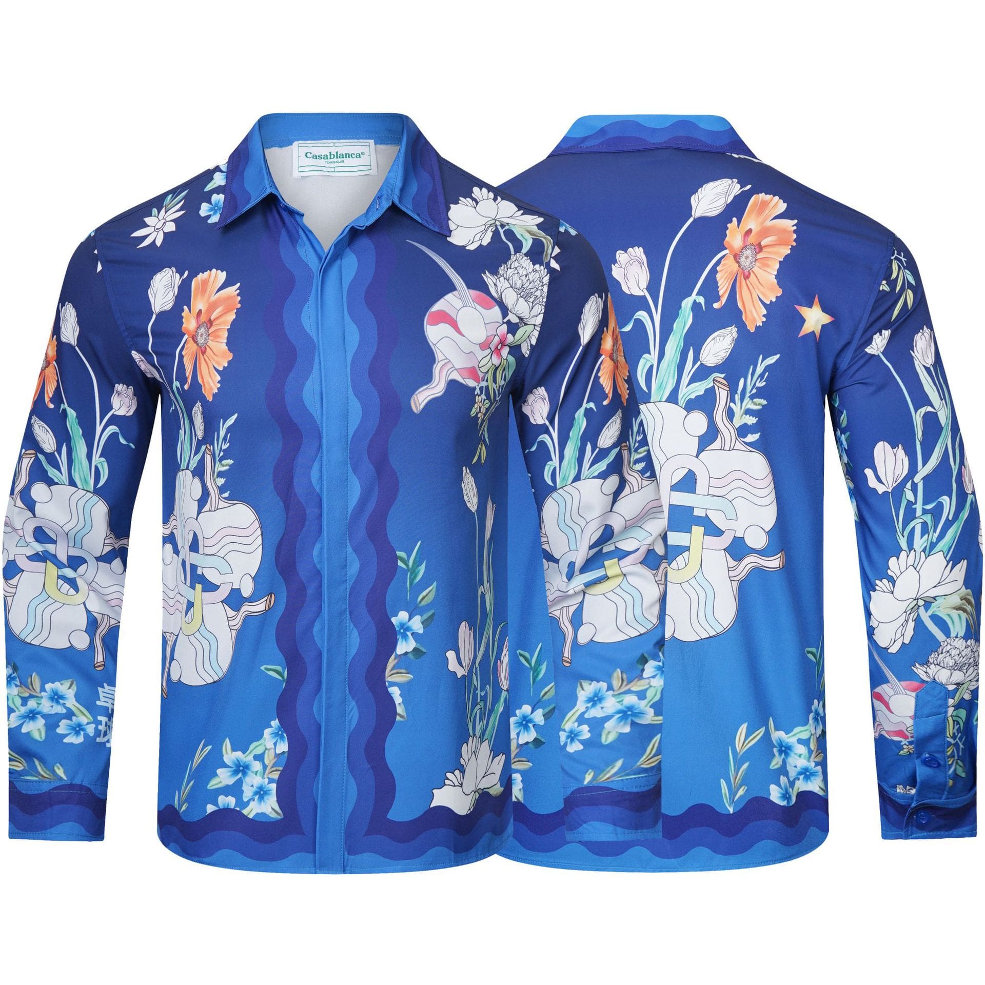 Casablanca Digital Spray Print Long Sleeve Fashion Shirt for Men