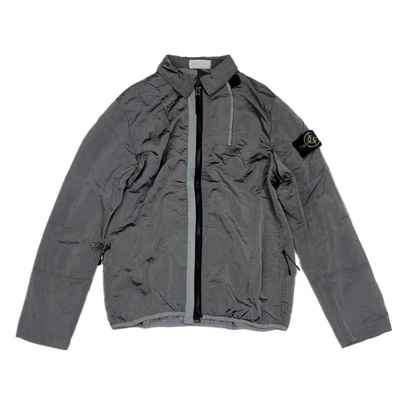 Stone Island Ribbon Zipper Metal Nylon Jacket with Armband and Lapel Overalls