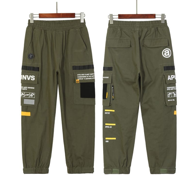 AAPE Camouflage Multi-Pocket Military Workwear Pants for Men and Women
