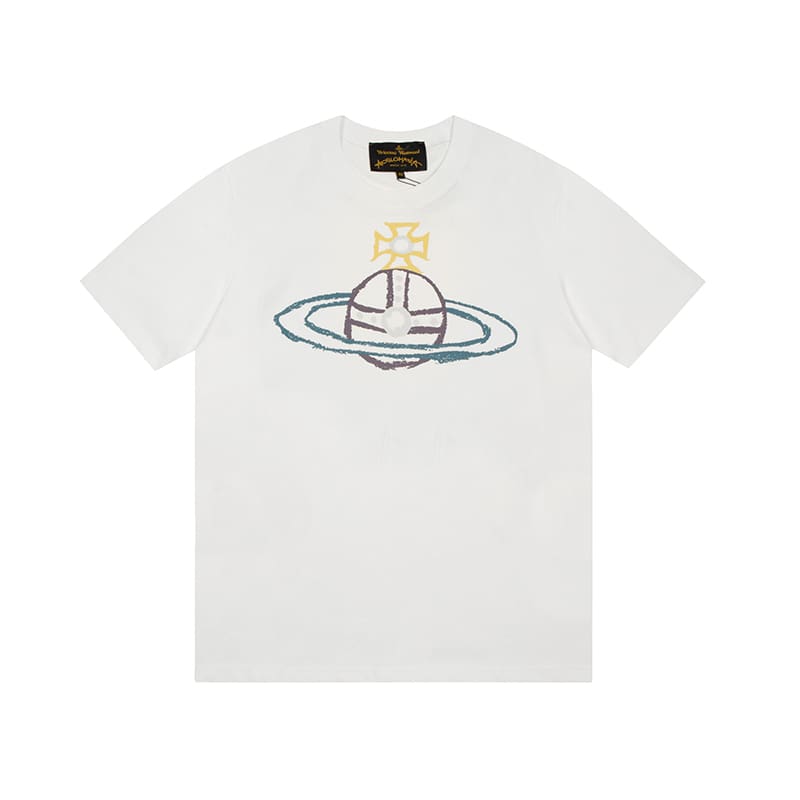 Vivienne Westwood Splash-Ink Embroidered Star Print Round Neck T-Shirt Half Sleeve