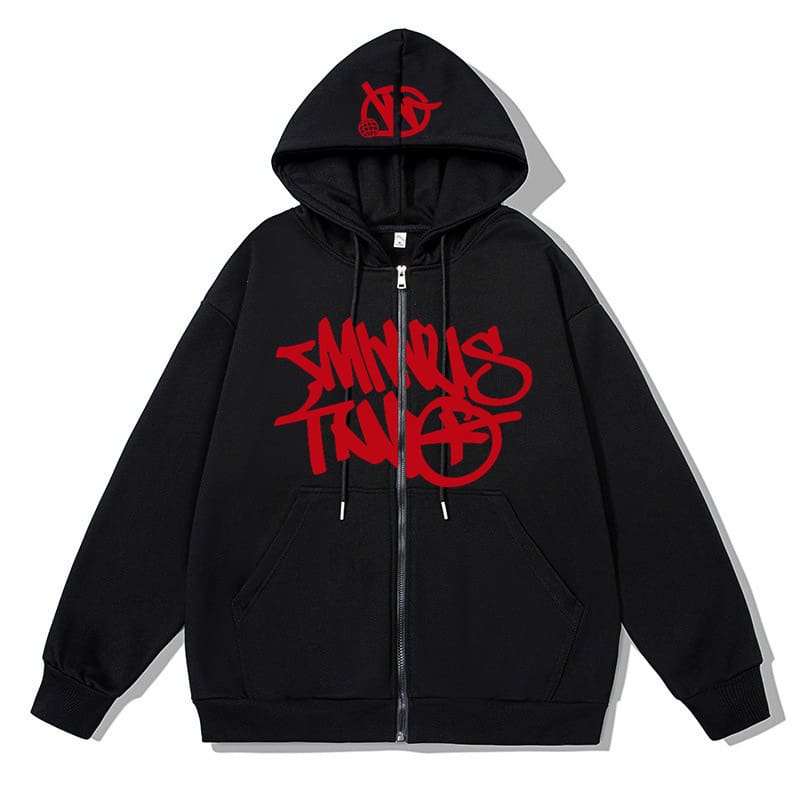 Minus Two Printed Cardigan Plus Size Hip Hop Zipper Jacket