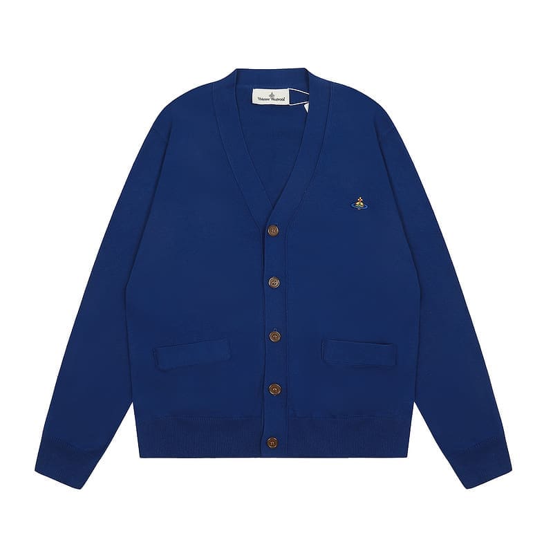 Vivienne Westwood Saturn Embroidery Loose Knitted Cardigan Sweater for Spring and Autumn