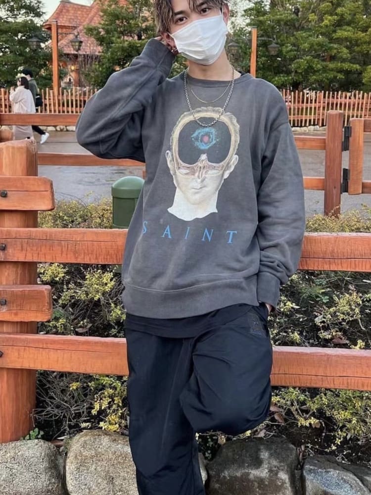 Saint Michael Retro Fleece-Lined Crew Neck Sweater for Men and Women