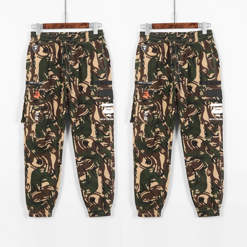 AAPE Camouflage Multi-Pocket Cargo Pants for Men and Women