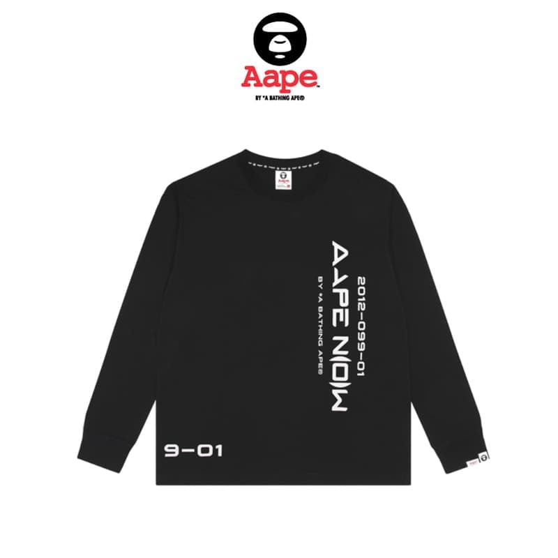 AAPE Ape Head Earth Print Long Sleeve T-Shirt for Men and Women