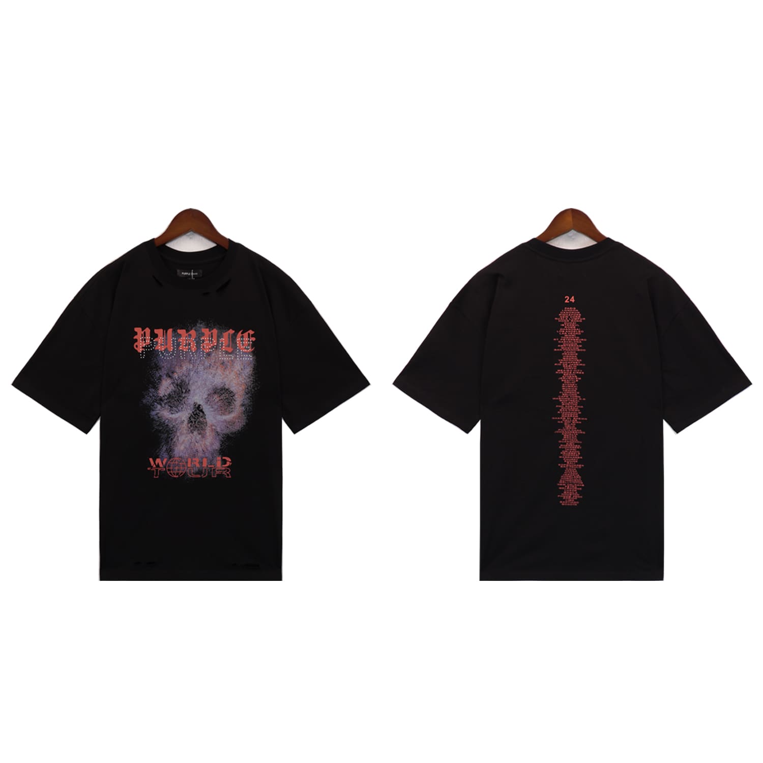 pu*re b*and skull ripped print short sleeve t-shirt summer fashion