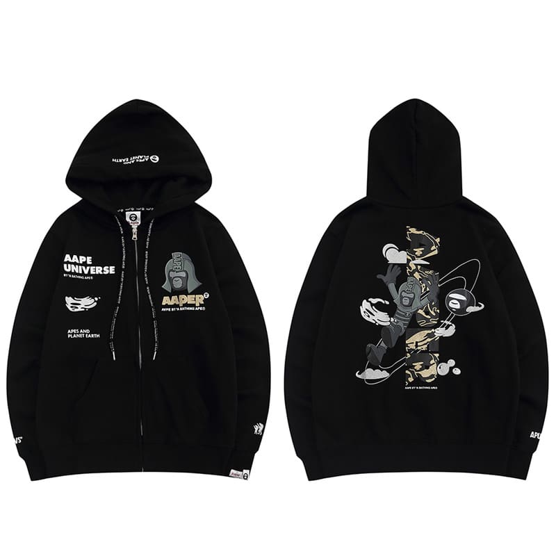 AAPE Ape Head Camouflage Zip Hoodie for Men and Women