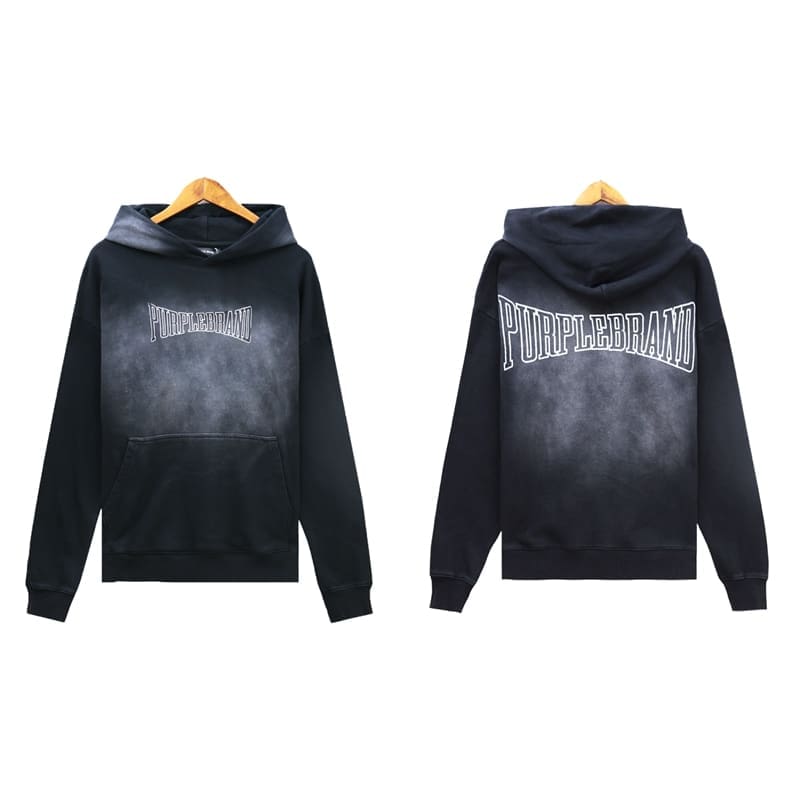 pu*re b*and logo printed washed casual hooded sweater for men and women