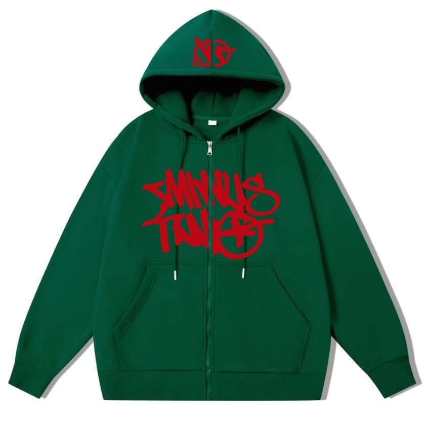 Minus Two Printed Cardigan Plus Size Hip Hop Zipper Jacket