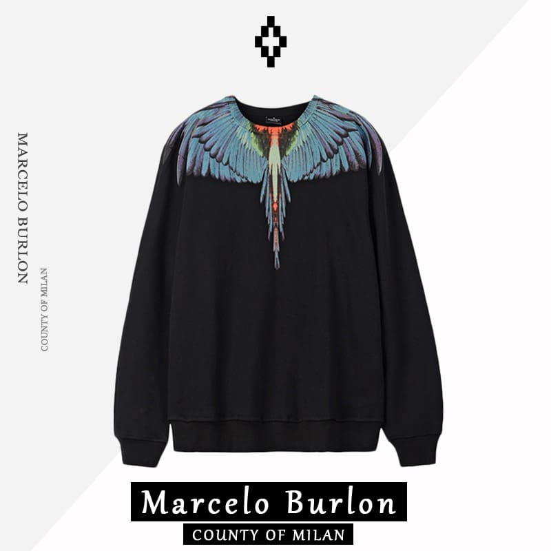 Genuine goods in stock Marcelo Burlon Marcelo Blon MB first generation wings round neck sweater men and women same fashion