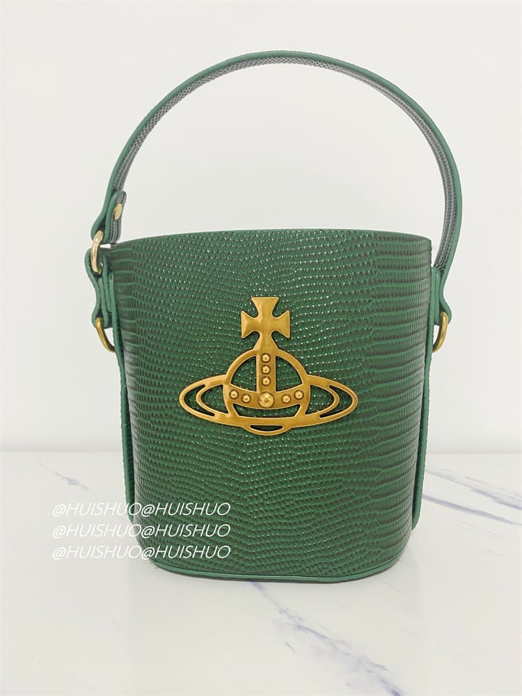 Vivienne Westwood Crocodile Pattern Baguette Shoulder Bag Saturn Chain Design