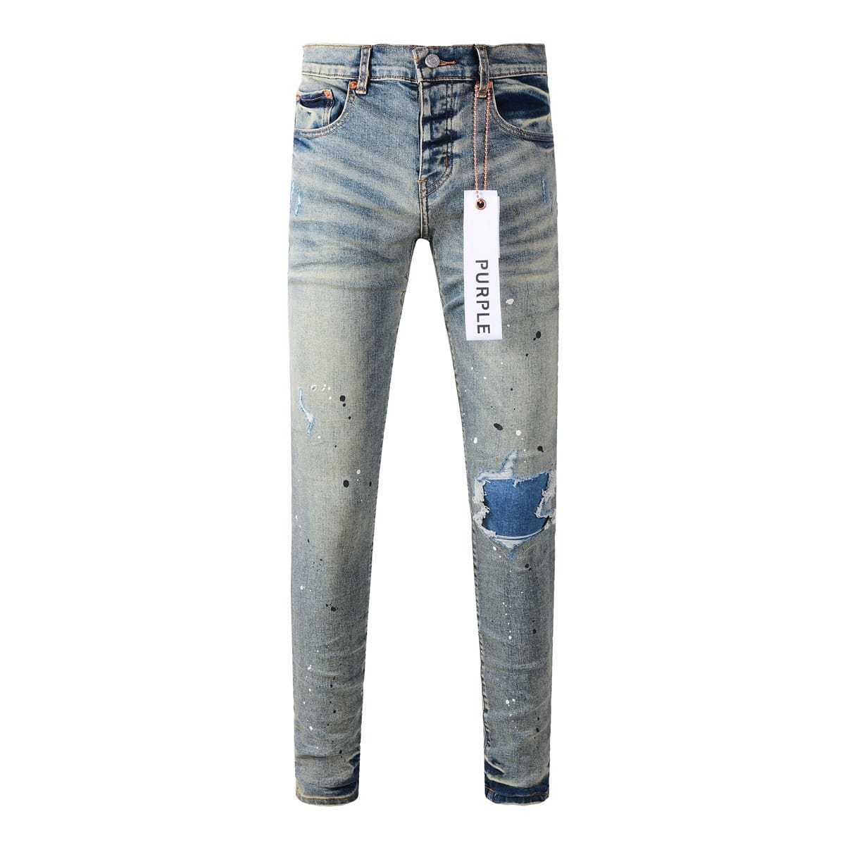 pu*re b*and high street distressed paint spot jeans