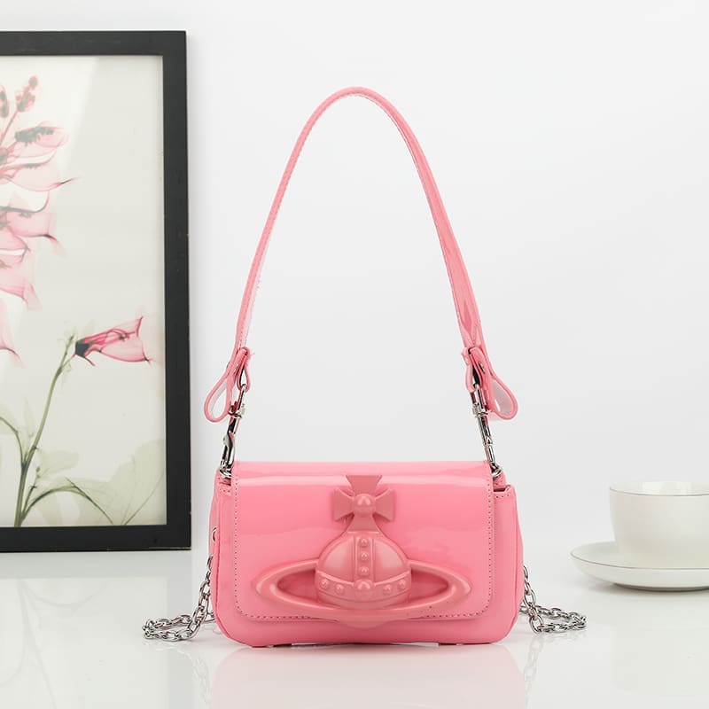 Vivienne Westwood Crocodile Pattern Small Square Bag Saturn Chain Shoulder Bag