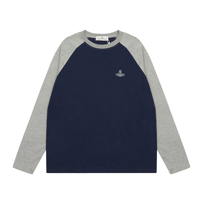 Vivienne Westwood Splash-Ink Embroidered Long Sleeve T-Shirt for Men and Women