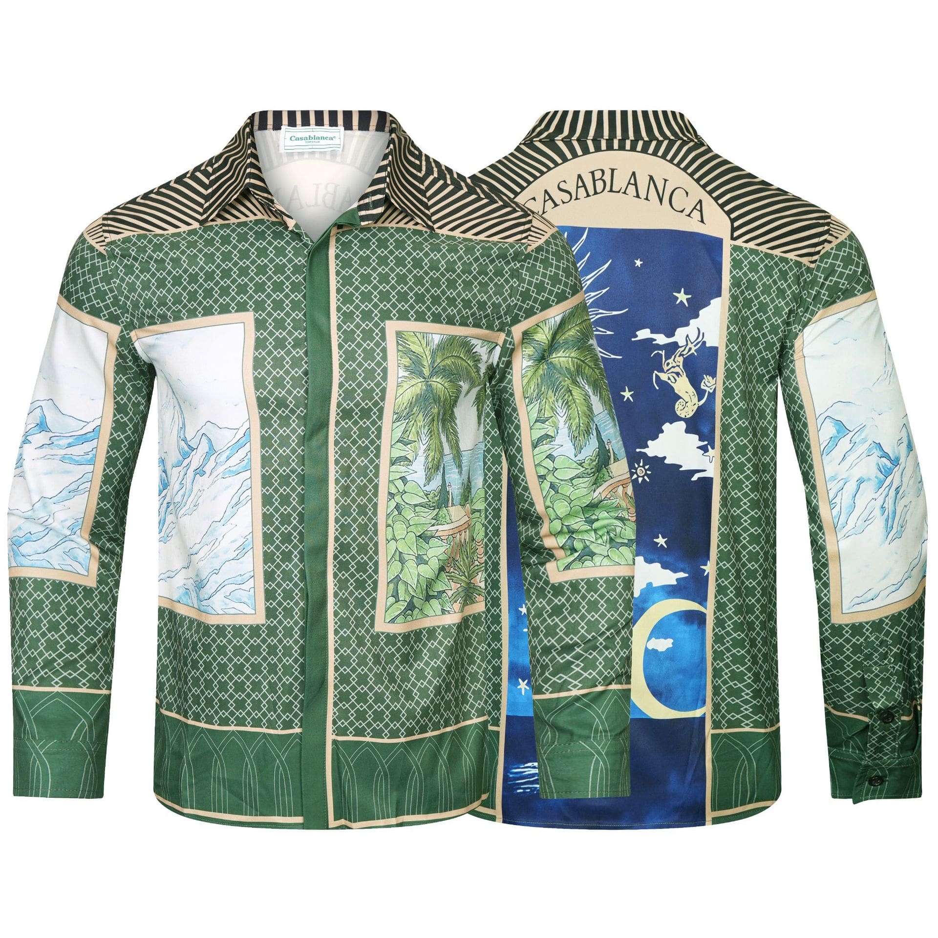 Casablanca Digital Spray Print Long Sleeve Fashion Shirt for Men
