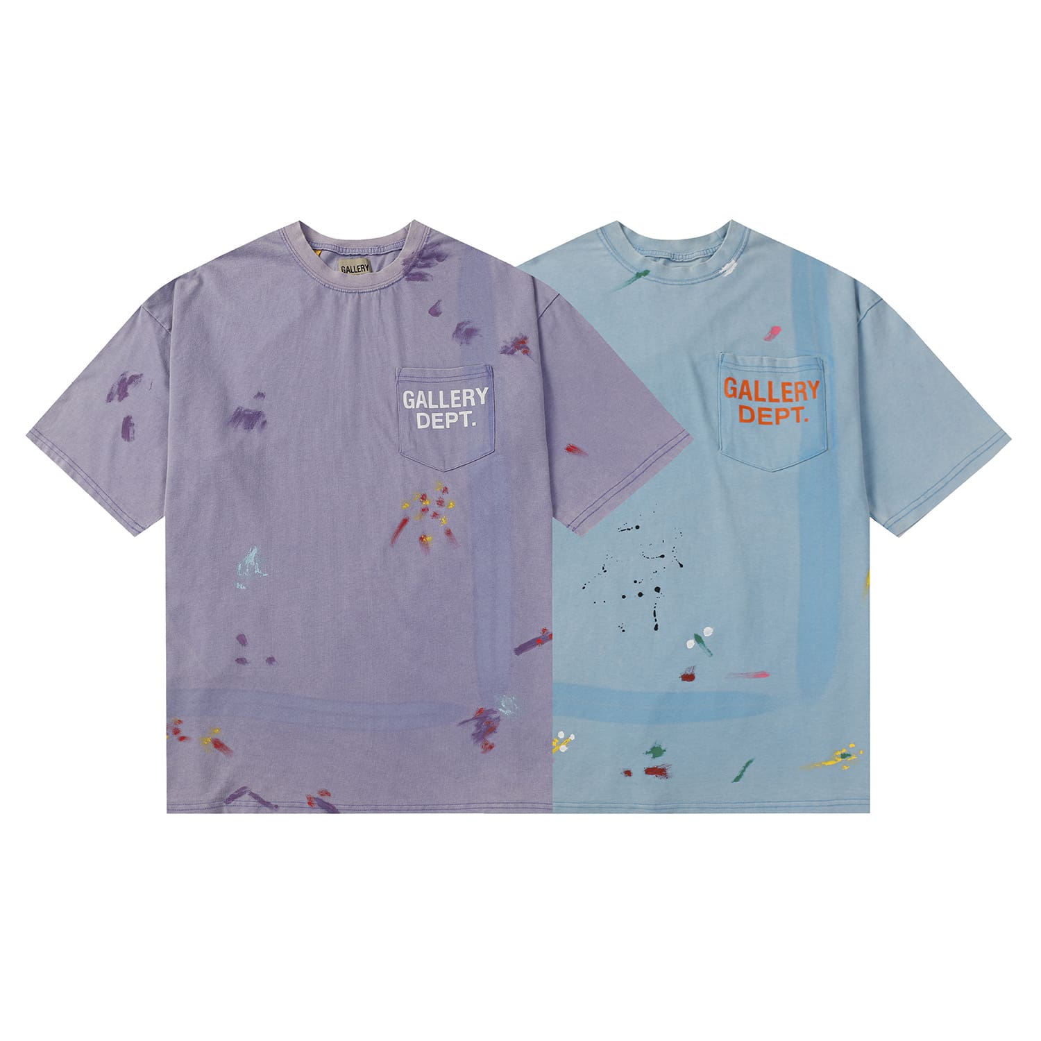 Gallery Dept Retro Paint-Splattered Graffiti Cotton T-Shirt for Men and Women