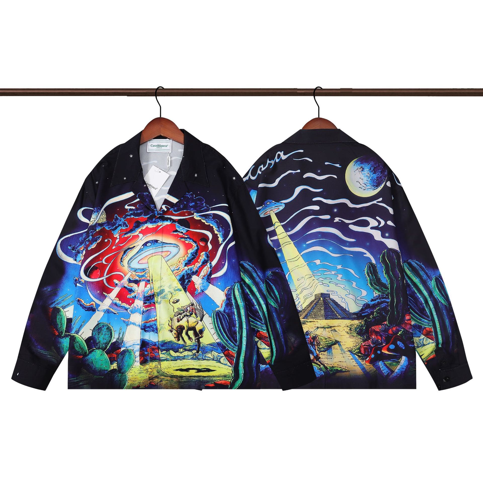 Casablanca Printed Long Sleeve Beach Shirt for Men